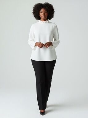 Tuckernuck Faye Ruffle Collar Blouse – Bow Tie Back | Swing Top | Size XXL
